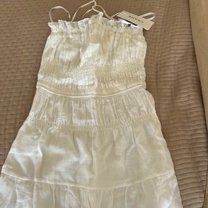 FRAME Smocked midi dress white